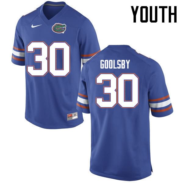 NCAA Florida Gators DeAndre Goolsby Youth #30 Nike Blue Stitched Authentic College Football Jersey BMW3464UQ